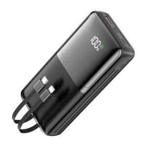 Power Bank Design Miroir – Écran LED & Câbles Intégrés