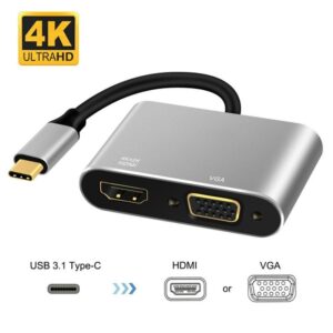 Adaptateur Type-C vers HDMI 4K + VGA (Hub 2-en-1)