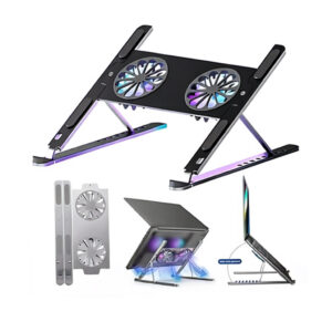 Support Métallique Pliable pour Laptop + Double Ventilateur