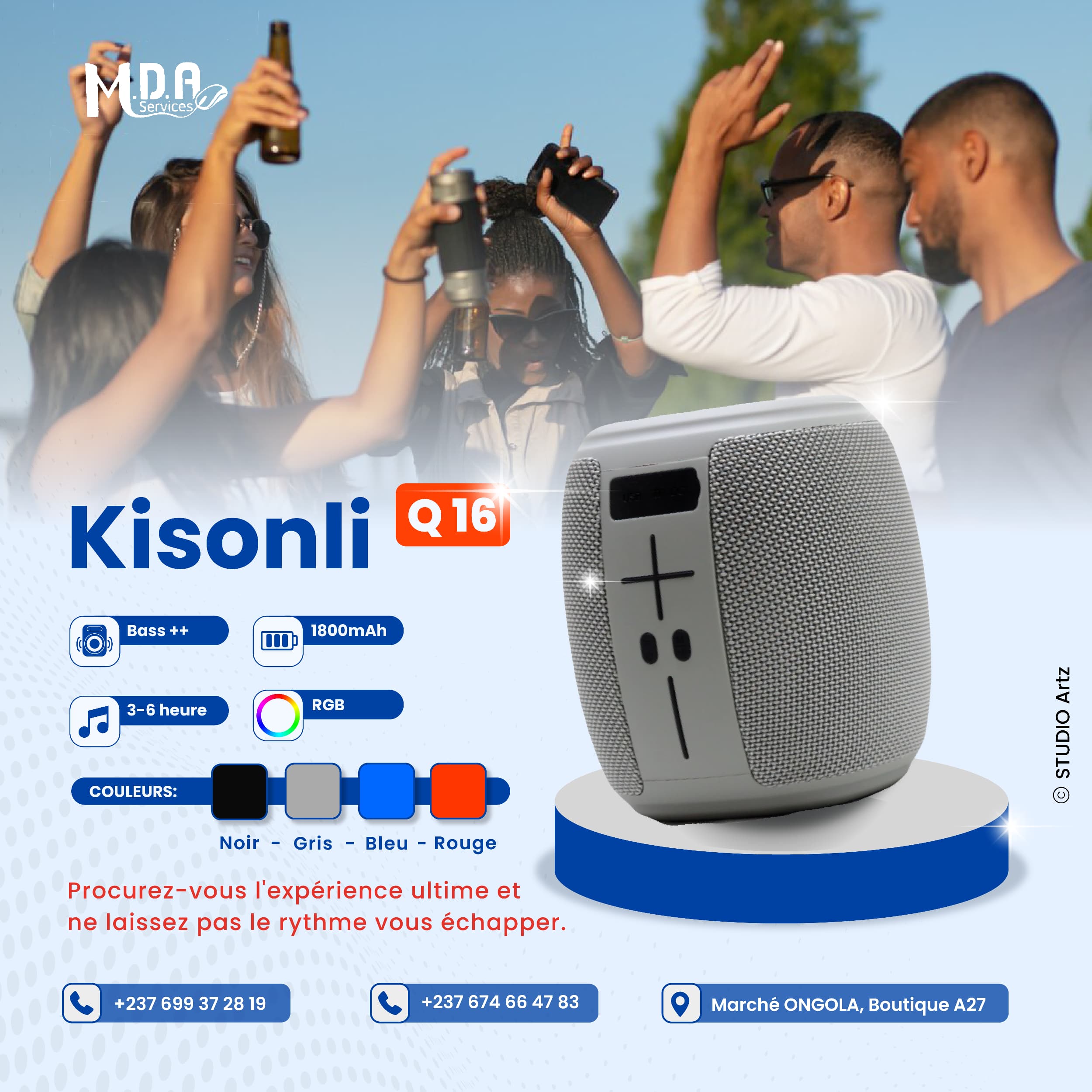 Enceinte Bluetooth Kisonli Q16 - Basses Extra & LED RGB – Image 2