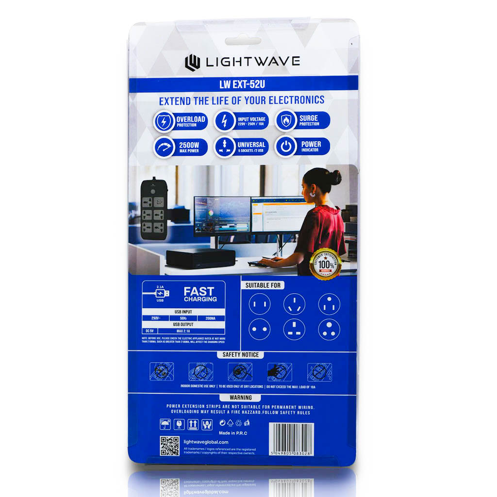 Multiprise de Protection Lightwave LW EXT-52U (3 Mètres) – Image 2