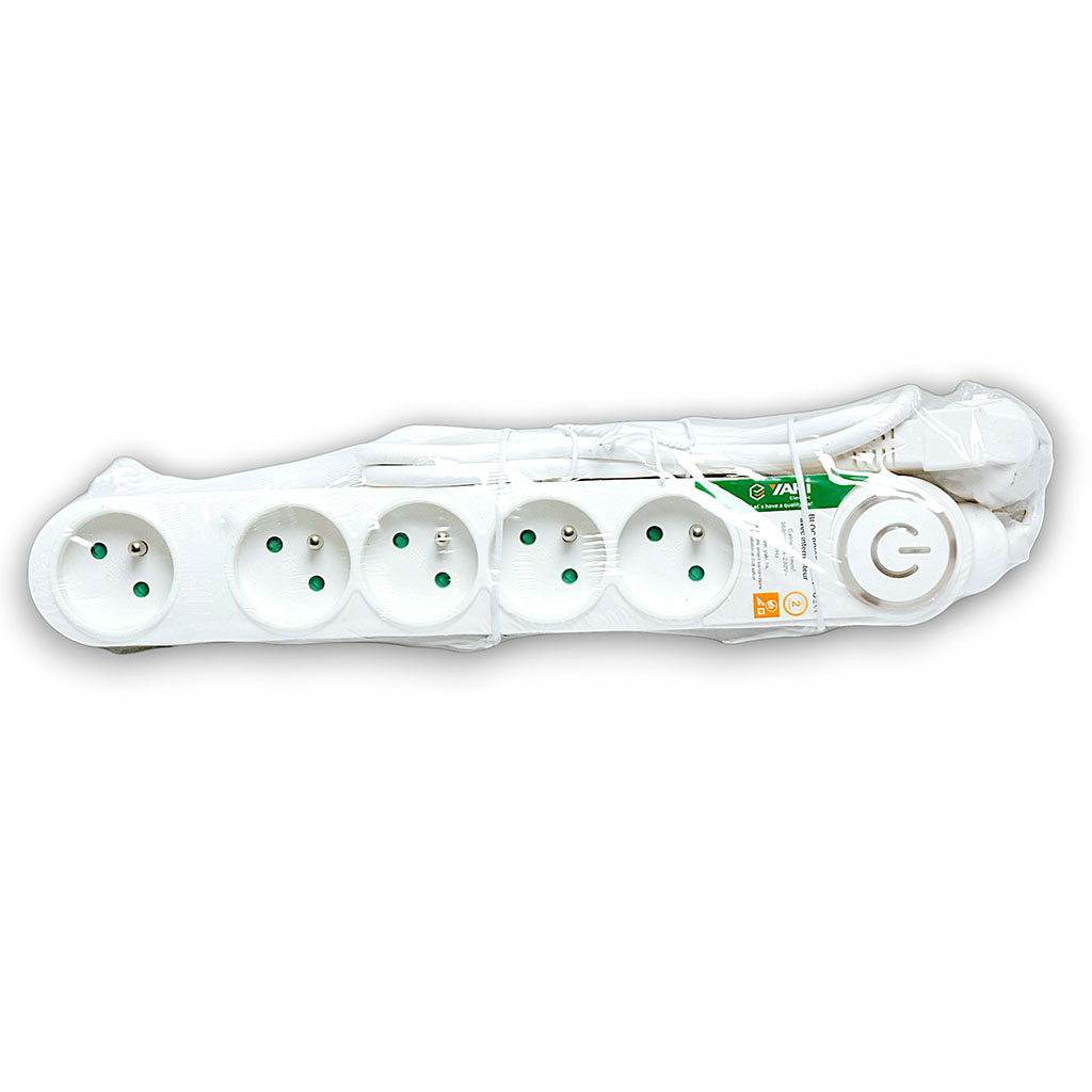 Multiprise 5 prises avec interrupteur (blanc)