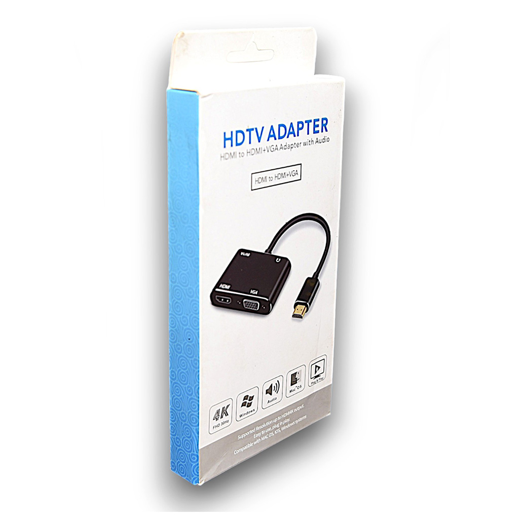 Adaptateur Vidéo HDMI vers VGA + HDMI (Avec Prise Audio)