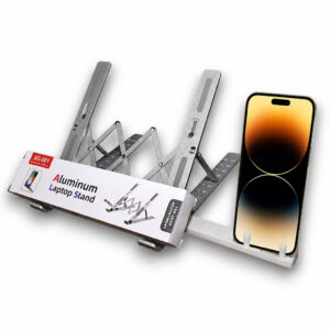 Support PC Portable Aluminium Pliable (Avec Porte-Téléphone)