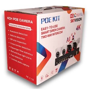 Kit Vidéosurveillance 4K Skyvision - 4 Caméras POE + Intelligence Artificielle
